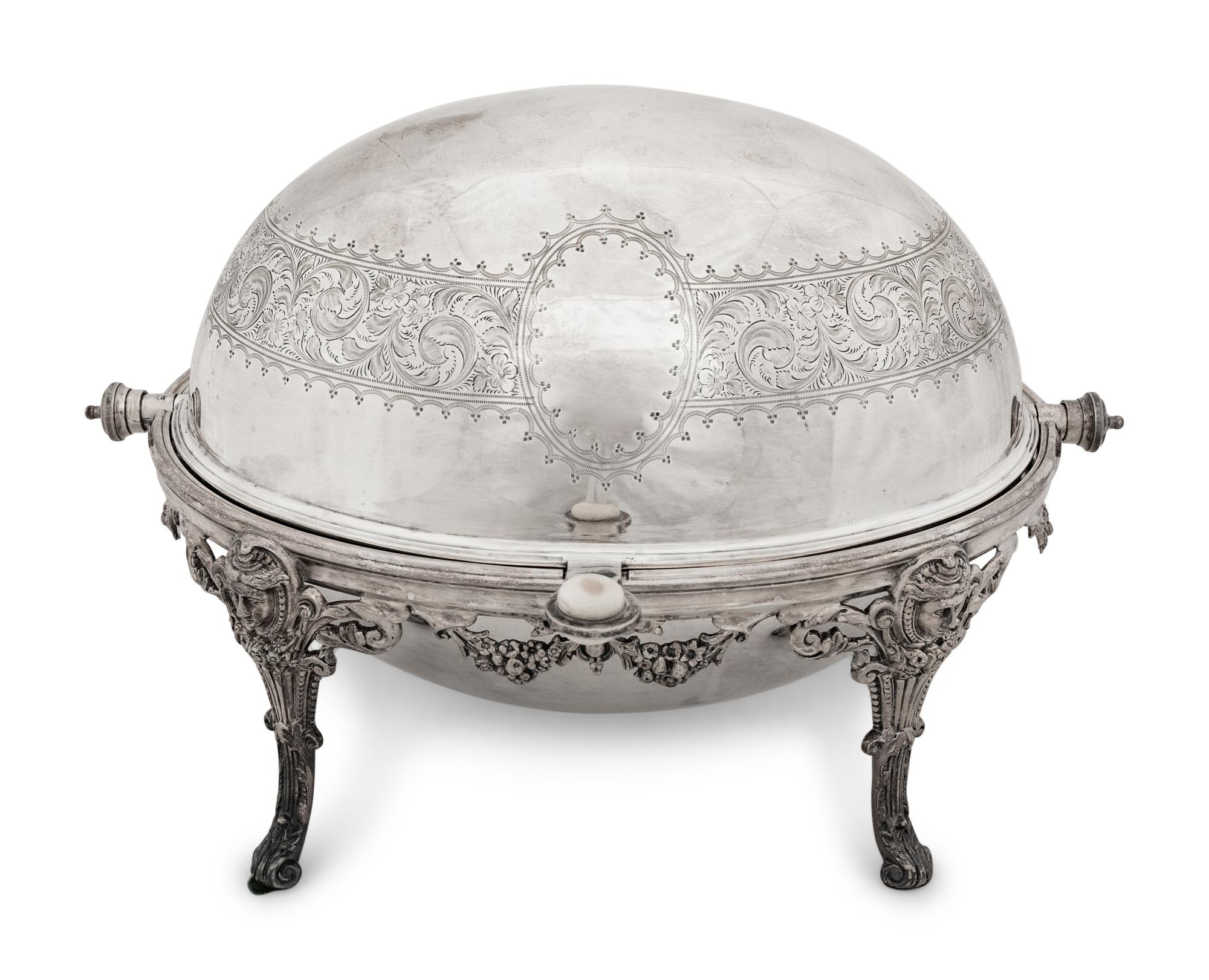 A Group of English Five Silver-Plate Serving Pieces