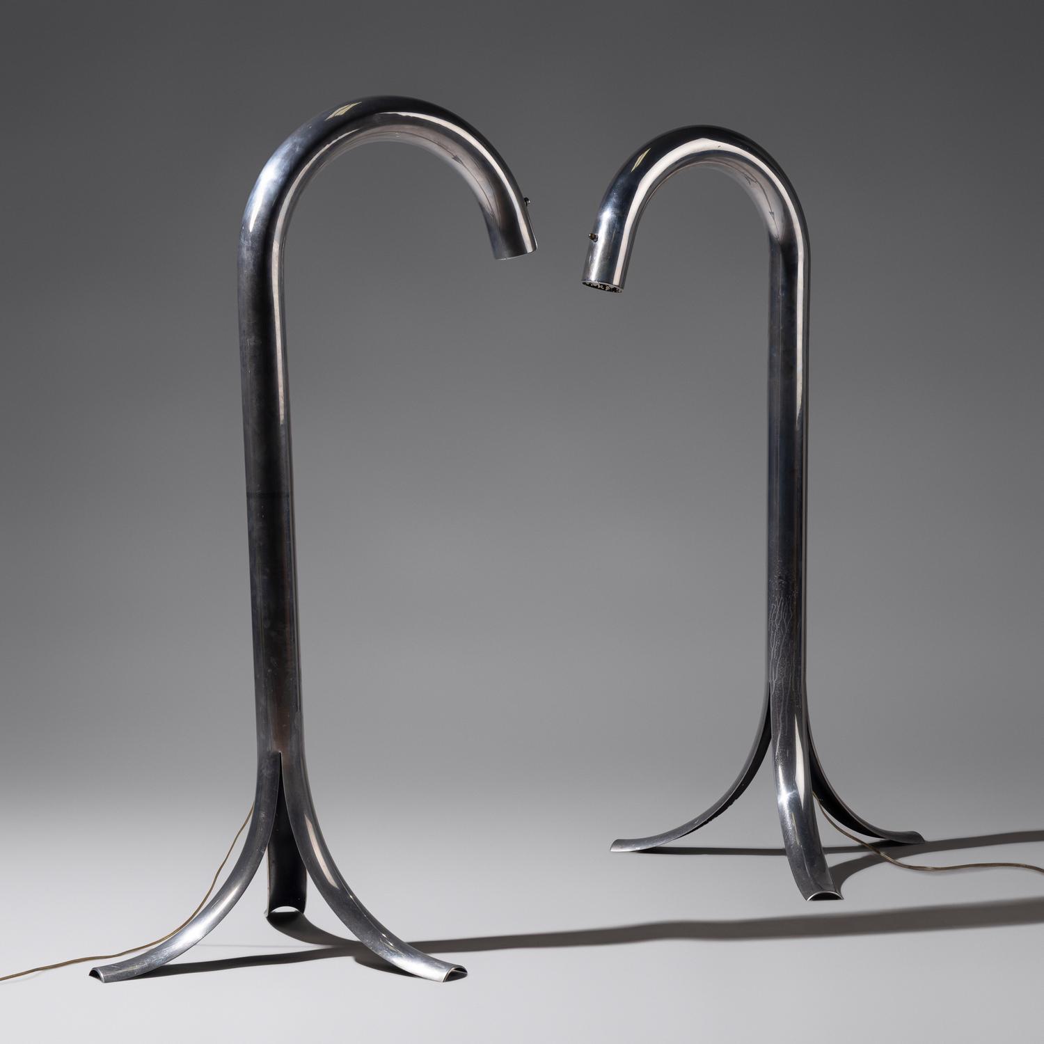Near pair of Tube floor lamps, c. 1968