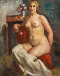 Manuel Ortiz de Zarate, (Chilean, 1886-1946), Nu a la fleur
