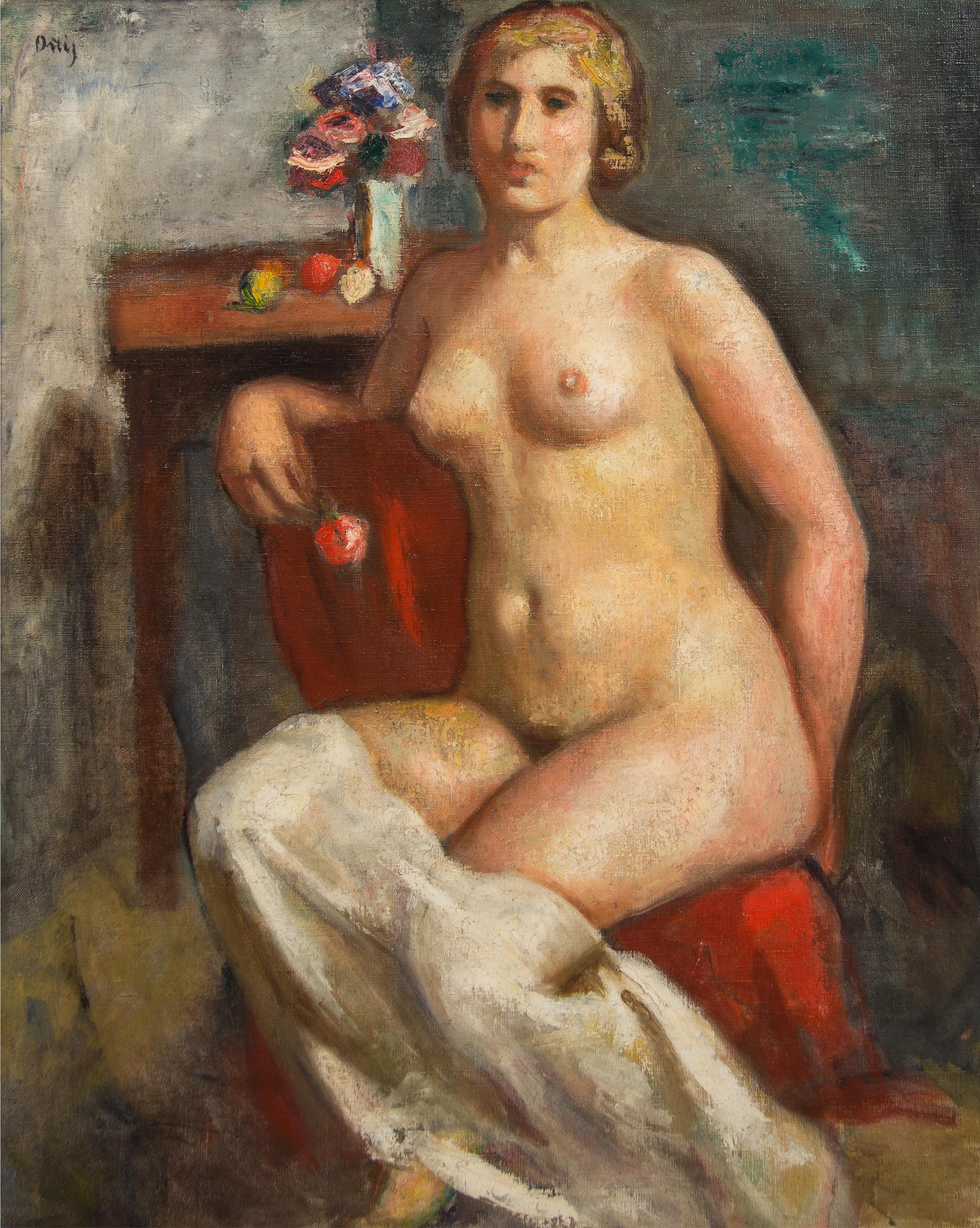 Manuel Ortiz de Zarate, (Chilean, 1886-1946), Nu a la fleur