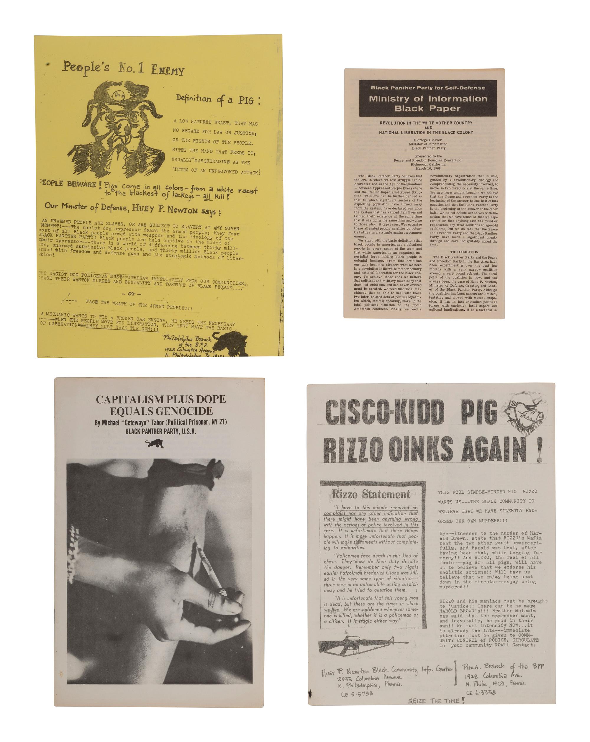 [BLACK PANTHER PARTY]. A group of 5 flyers and pamphlets issued by the Black Panther Party, incl. The People Must Free the 21!!