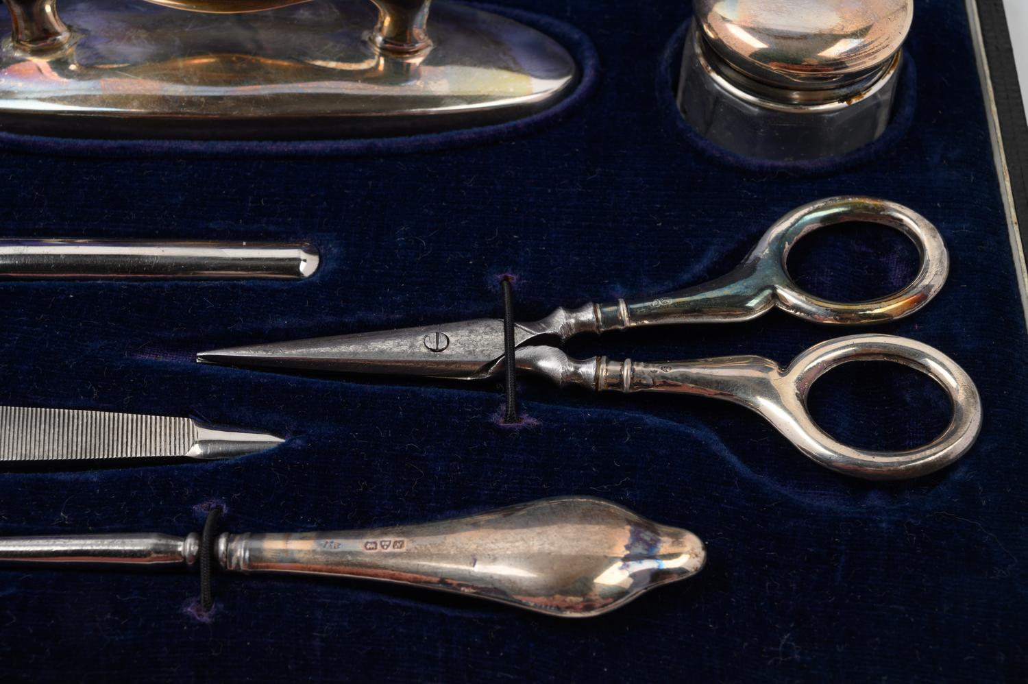 A Cased English Silver Necessary Set