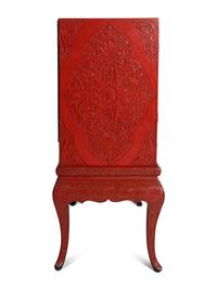 A Large Chinese Cinnabar Lacquer Chest on Stand
