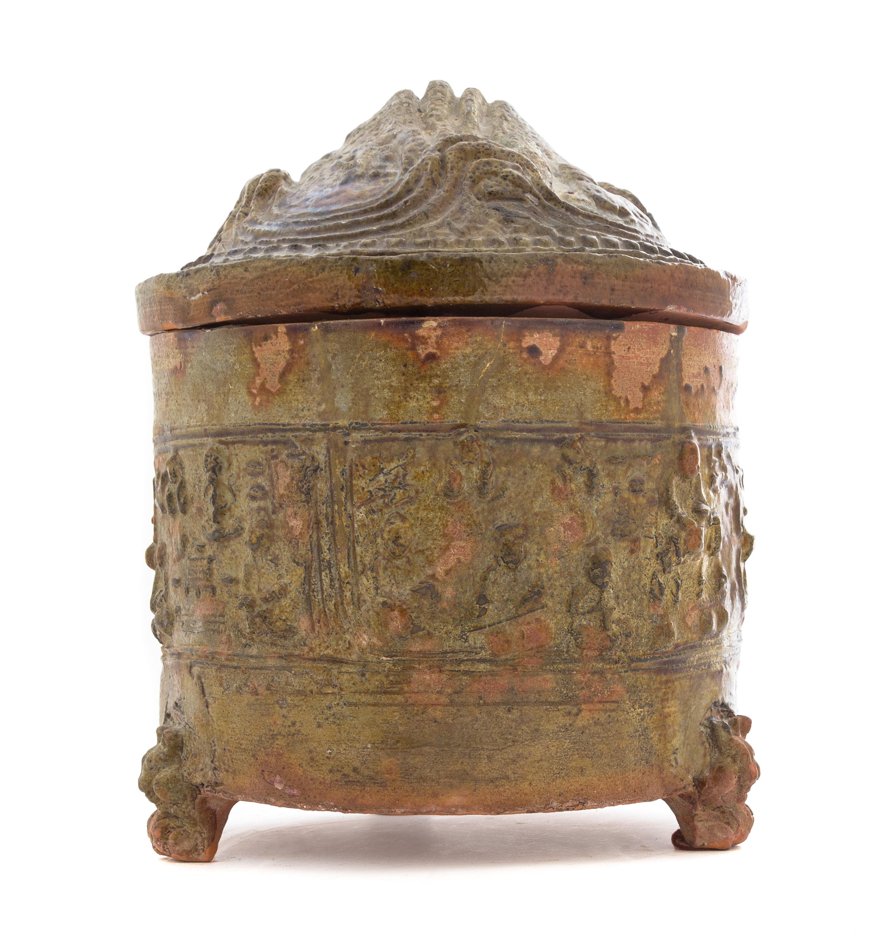 A Chinese Brown Glazed Pottery Hill Jar Height 10 1/2 inches. — HAN DYNASTY (206 B.C. - A.D. 220)