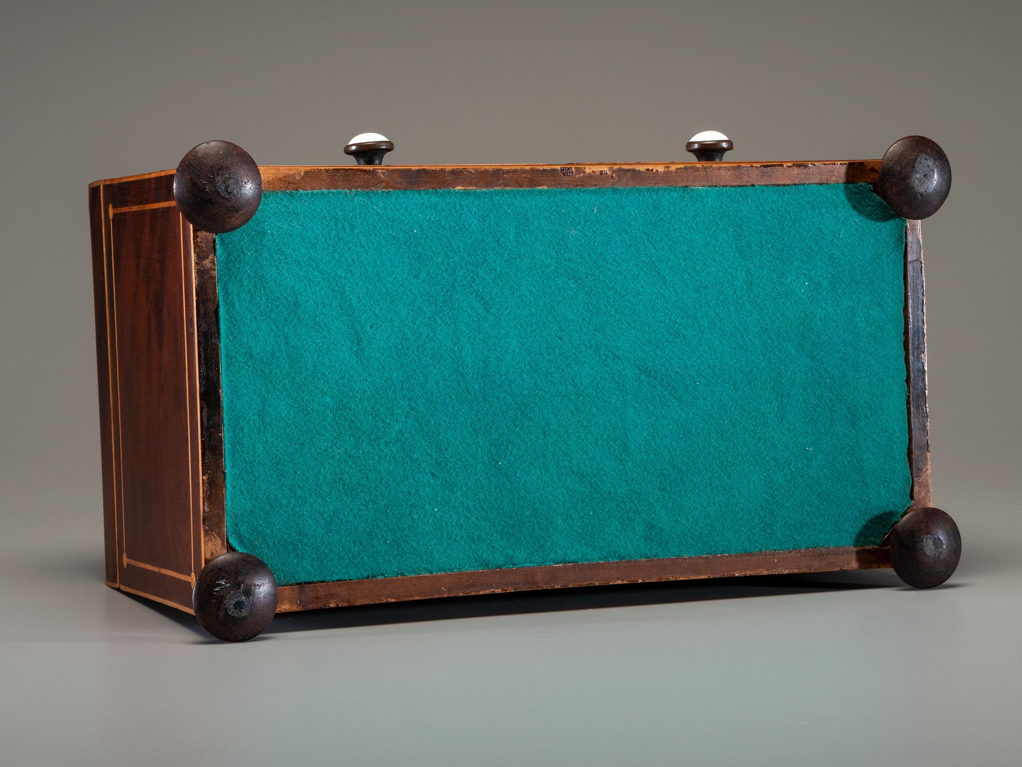 An Inlaid Mahogany Two-Drawer Dresser or Jewelry Box