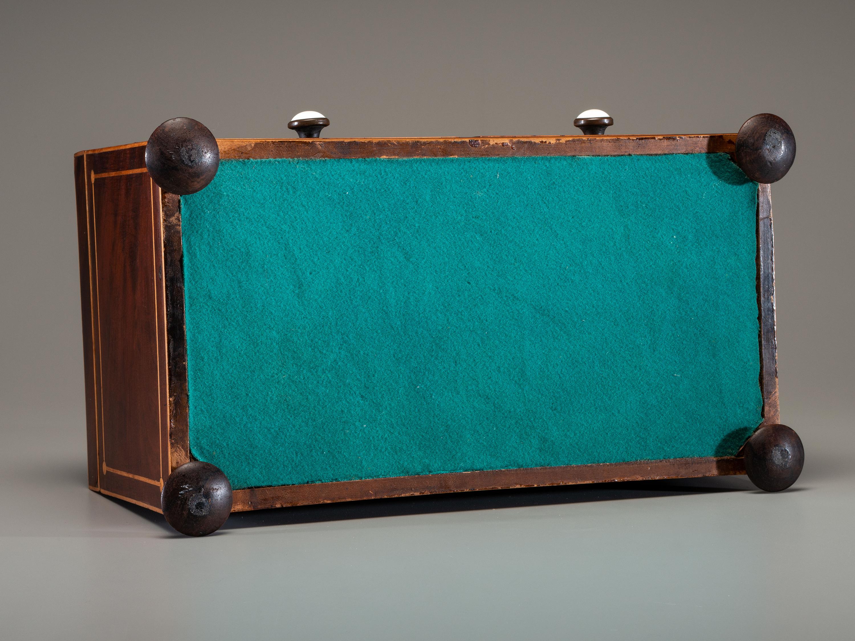 An Inlaid Mahogany Two-Drawer Dresser or Jewelry Box