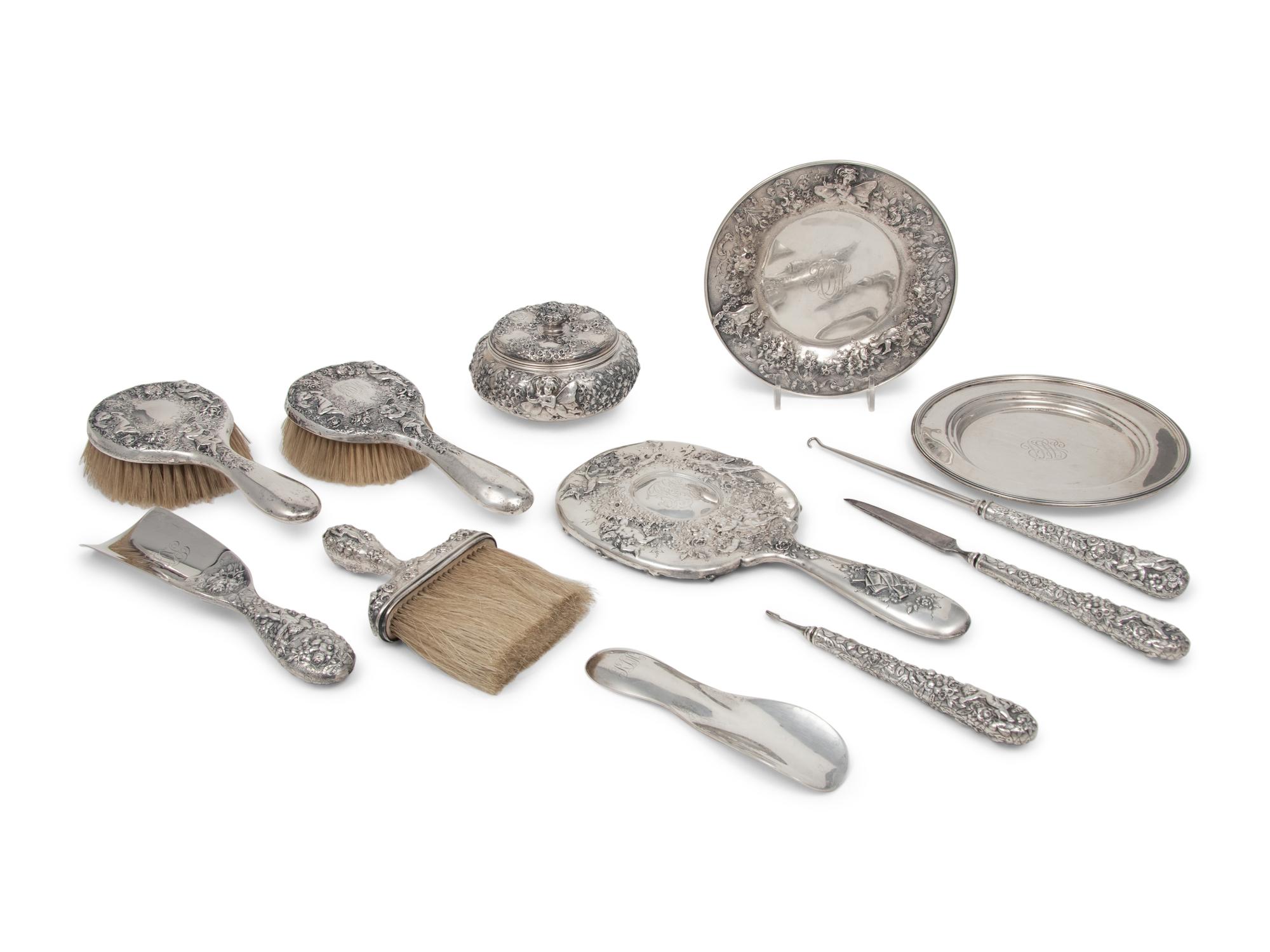A Group of Twelve American Silver Dresser Articles