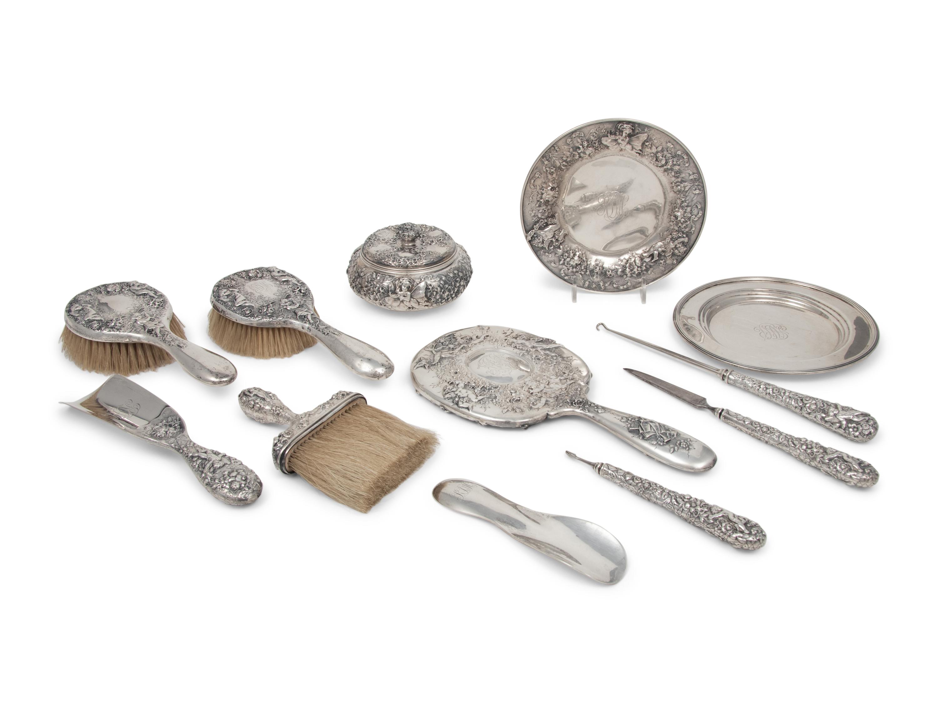 A Group of Twelve American Silver Dresser Articles