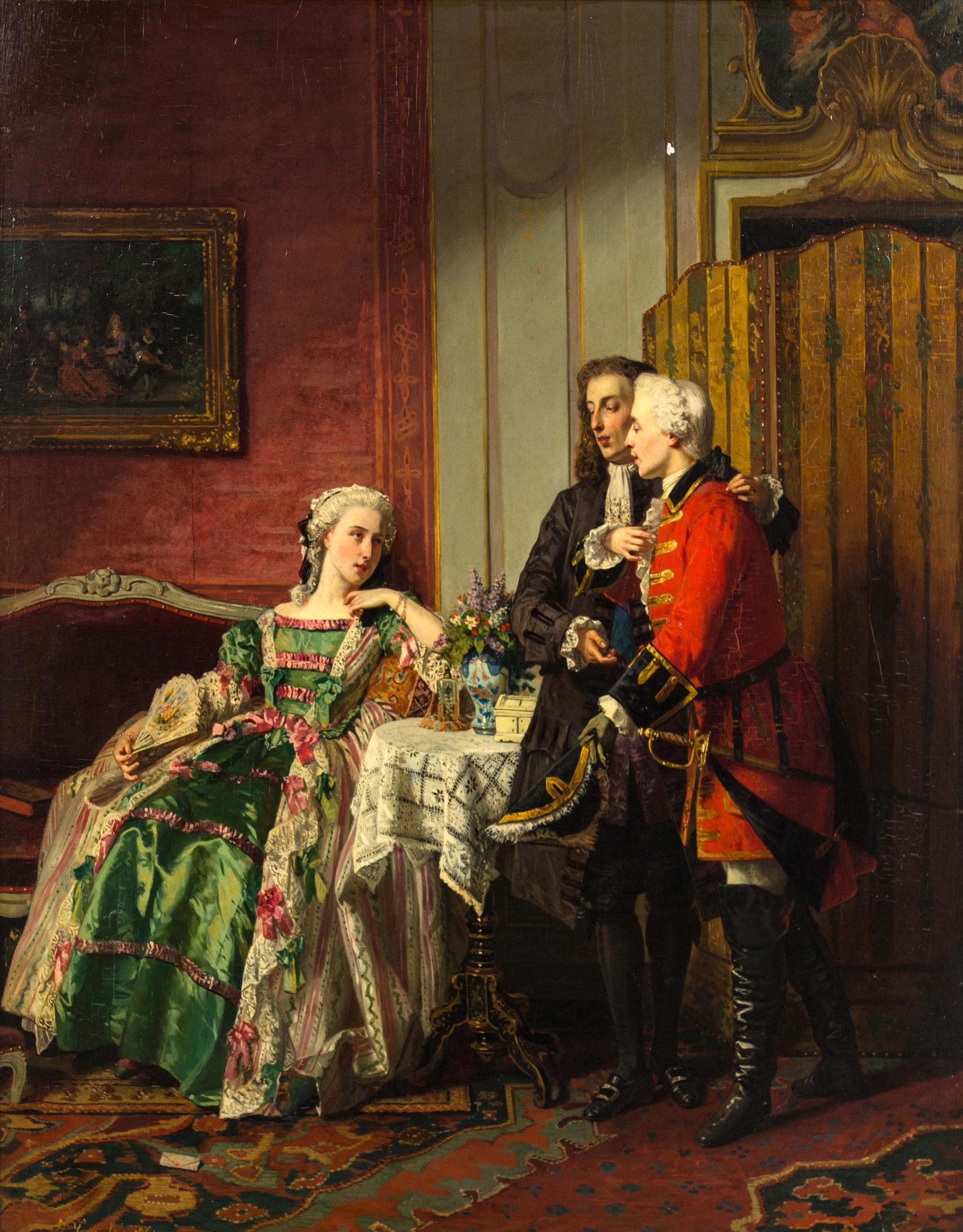 Jean Carolus, (Belgian, 1814–1897), Interior with Figures, 1861