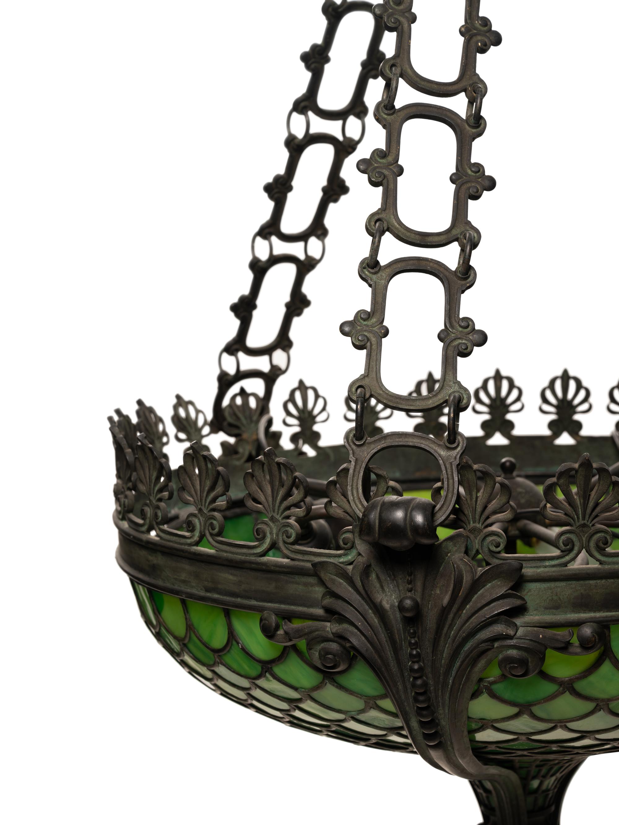 An American Leaded Glass Hanging Shade