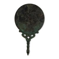 An Etruscan Style Bronze Mirror with Crocodile Handle