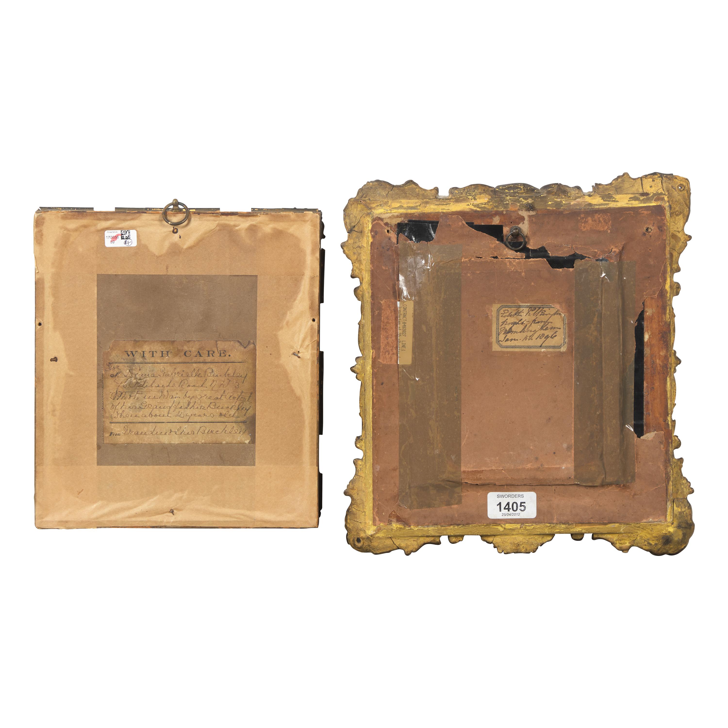 English School, 19th Century — Two Works: Wax Pictures of Children