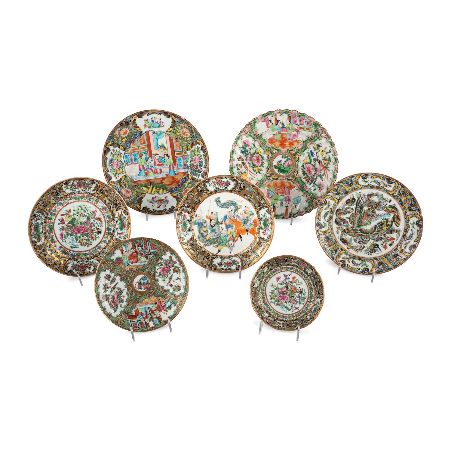 A Collection of Chinese Export Rose Medallion Porcelain Table Articles