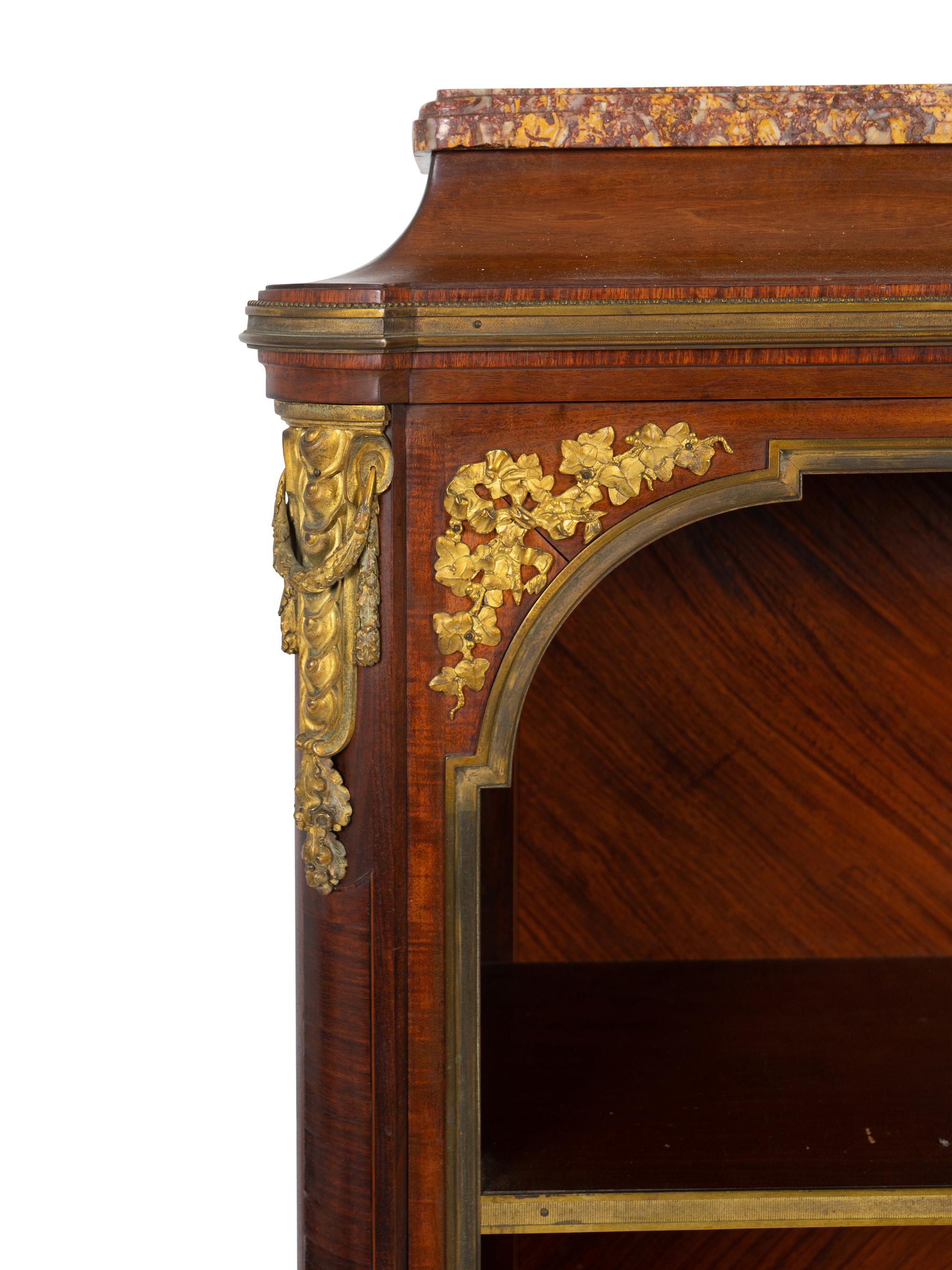 A French Empire Style Gilt Bronze Mounted Mahogany Marble Top Bibliotheque — 19TH CENTURY