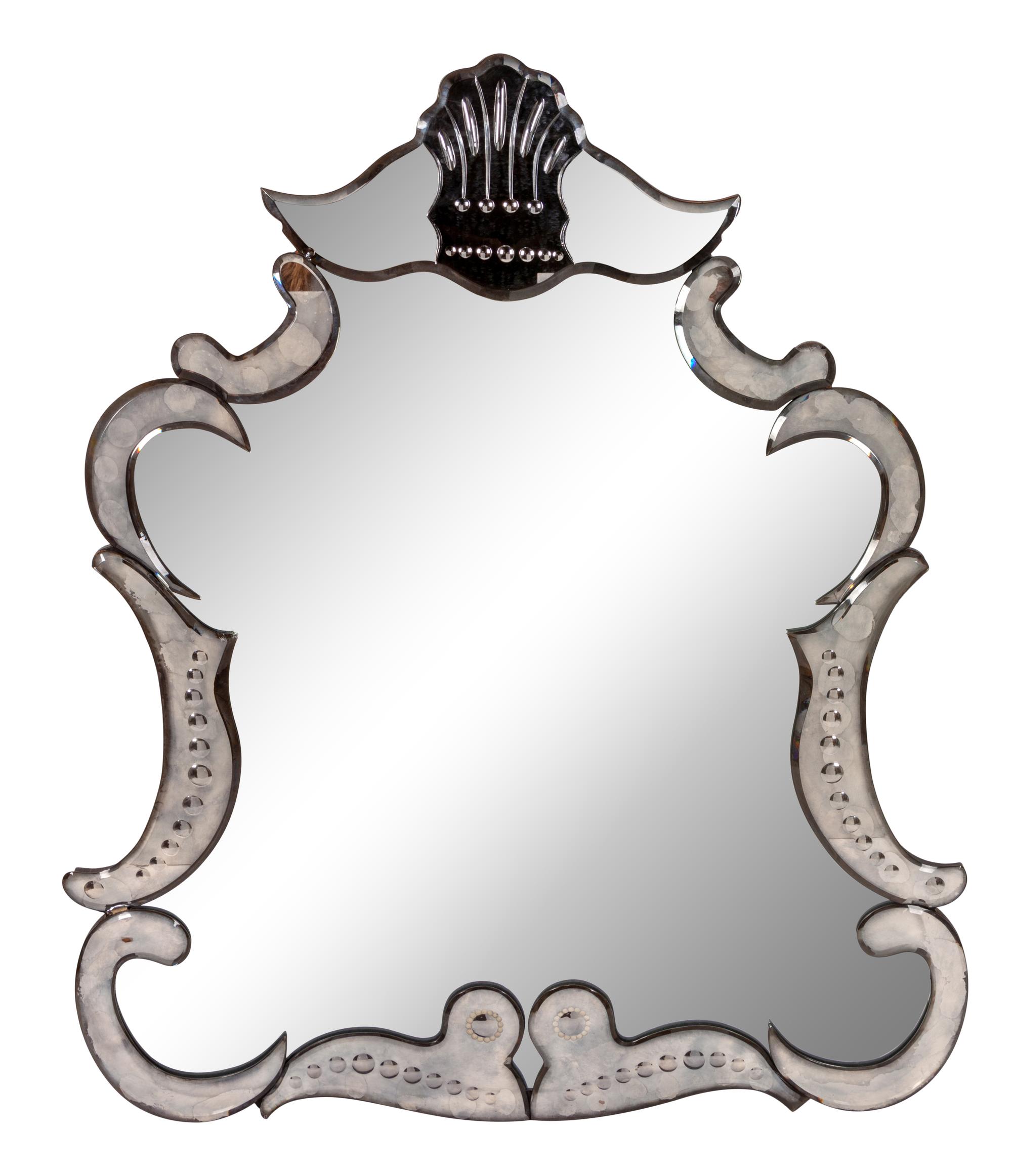 A Venetian Etched Glass Mirror