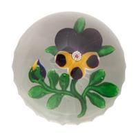 A Baccarat Pansy and Bud Faceted Glass Paperweight