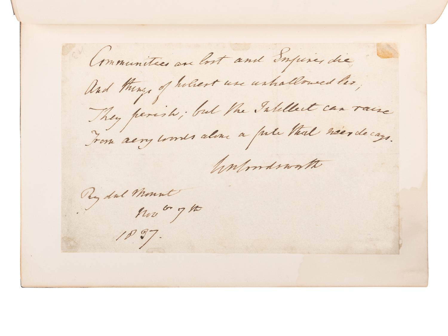 WORDSWORTH, William (1770-1850). The Complete Poetical Works of William Wordsworth . Boston and New York: Houghton Mifflin Company, 1910-1911.