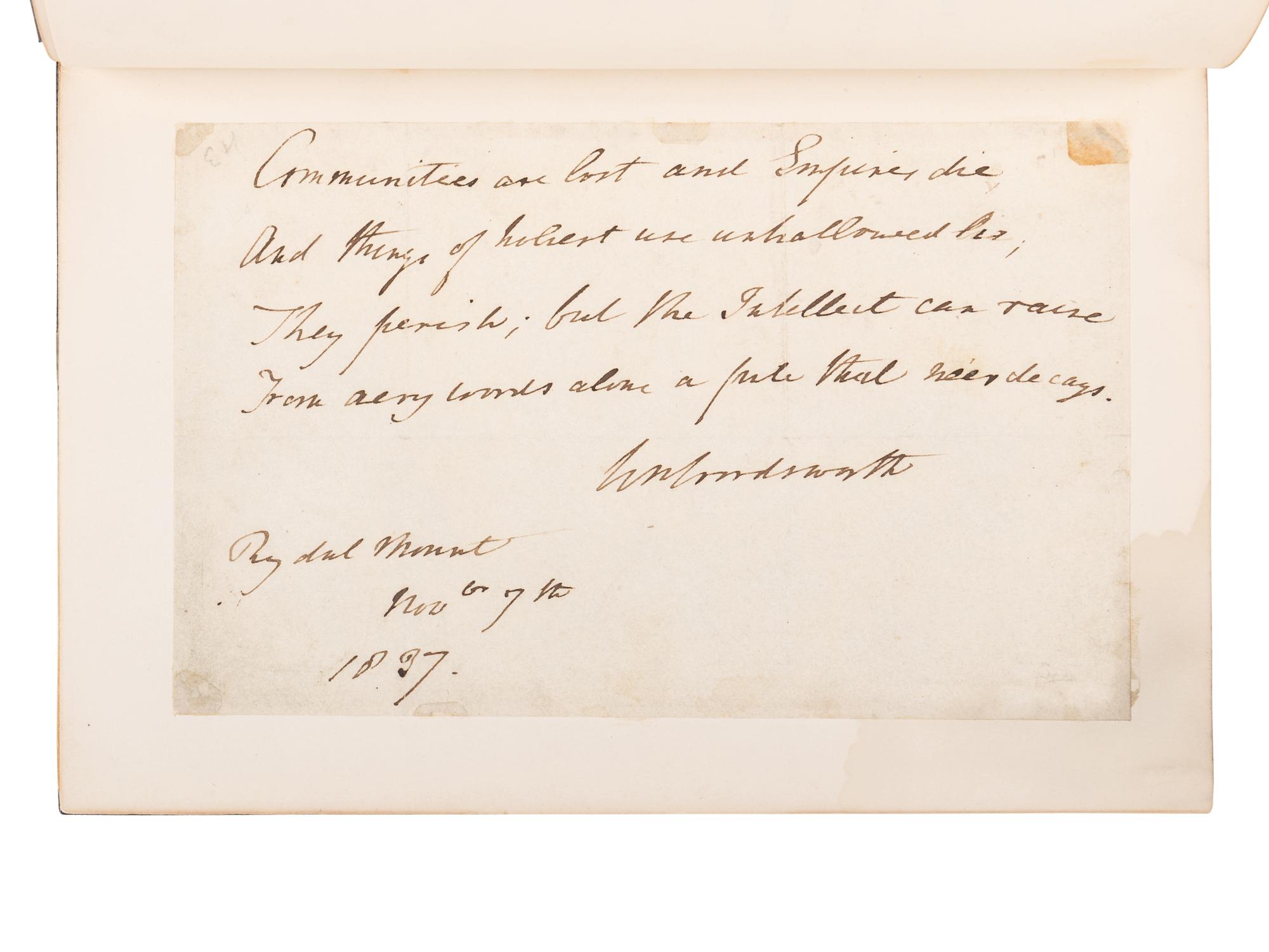 WORDSWORTH, William (1770-1850). The Complete Poetical Works of William Wordsworth . Boston and New York: Houghton Mifflin Company, 1910-1911.