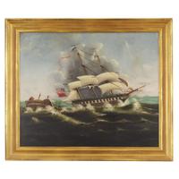 Attributed to Thomas Chambers (1808-1869) The Constitution and The Guerriere