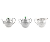 A Japanese Export Silver Three-Piece Tea Service