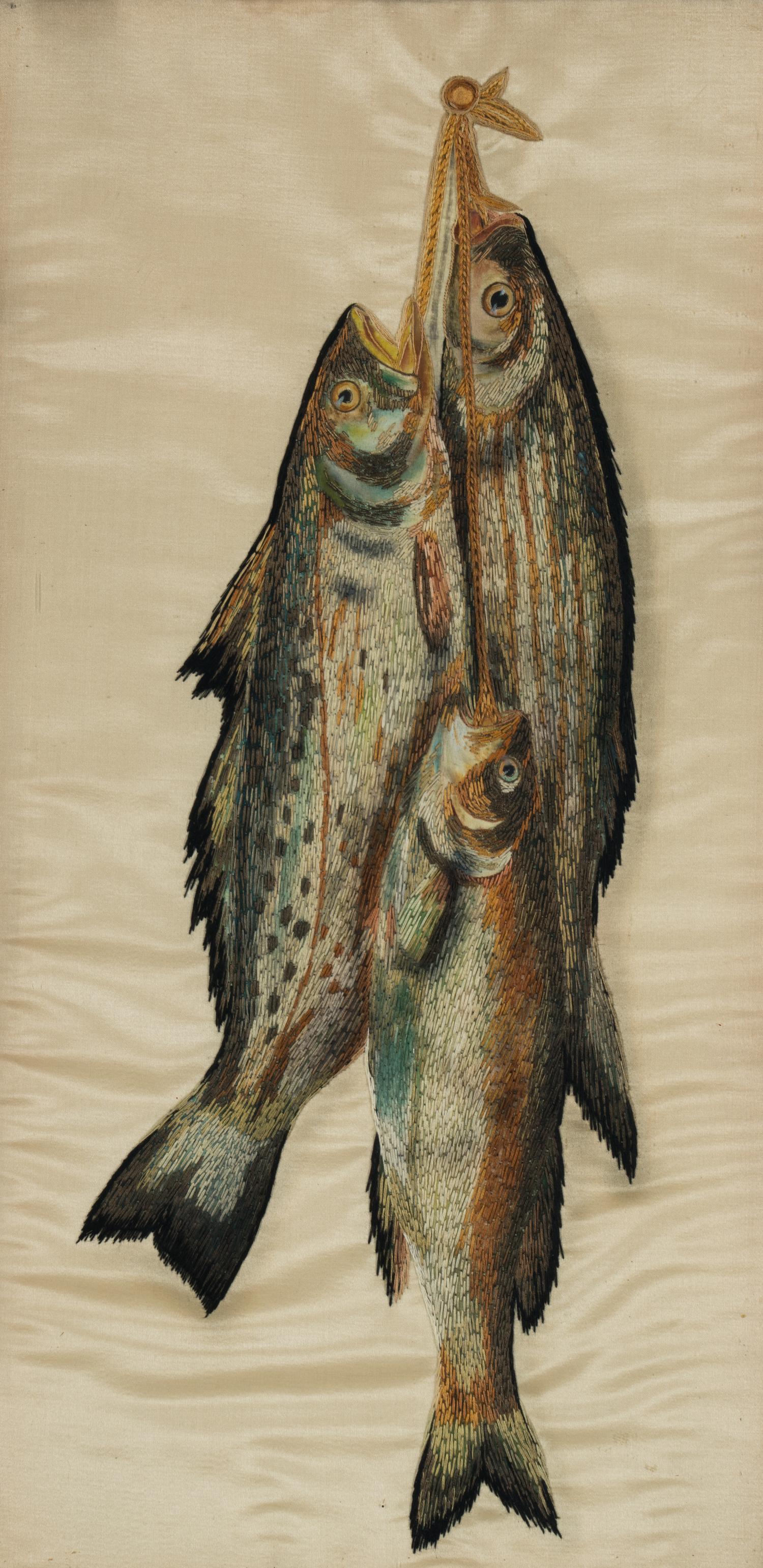 A Crewel Work Embroidered Panel