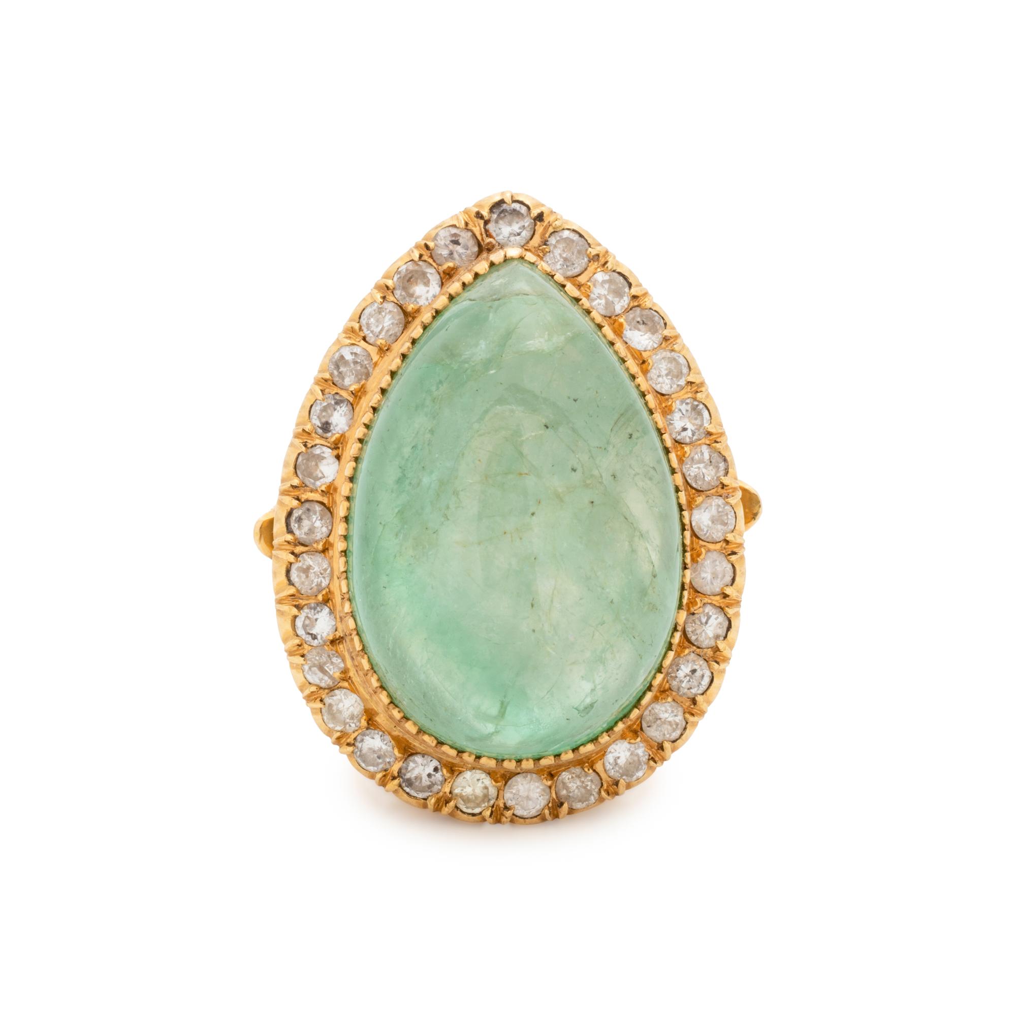 GREEN BERYL AND DIAMOND RING