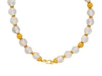HIGH KARAT YELLOW GOLD AND ROCK CRYSTAL BEAD NECKLACE