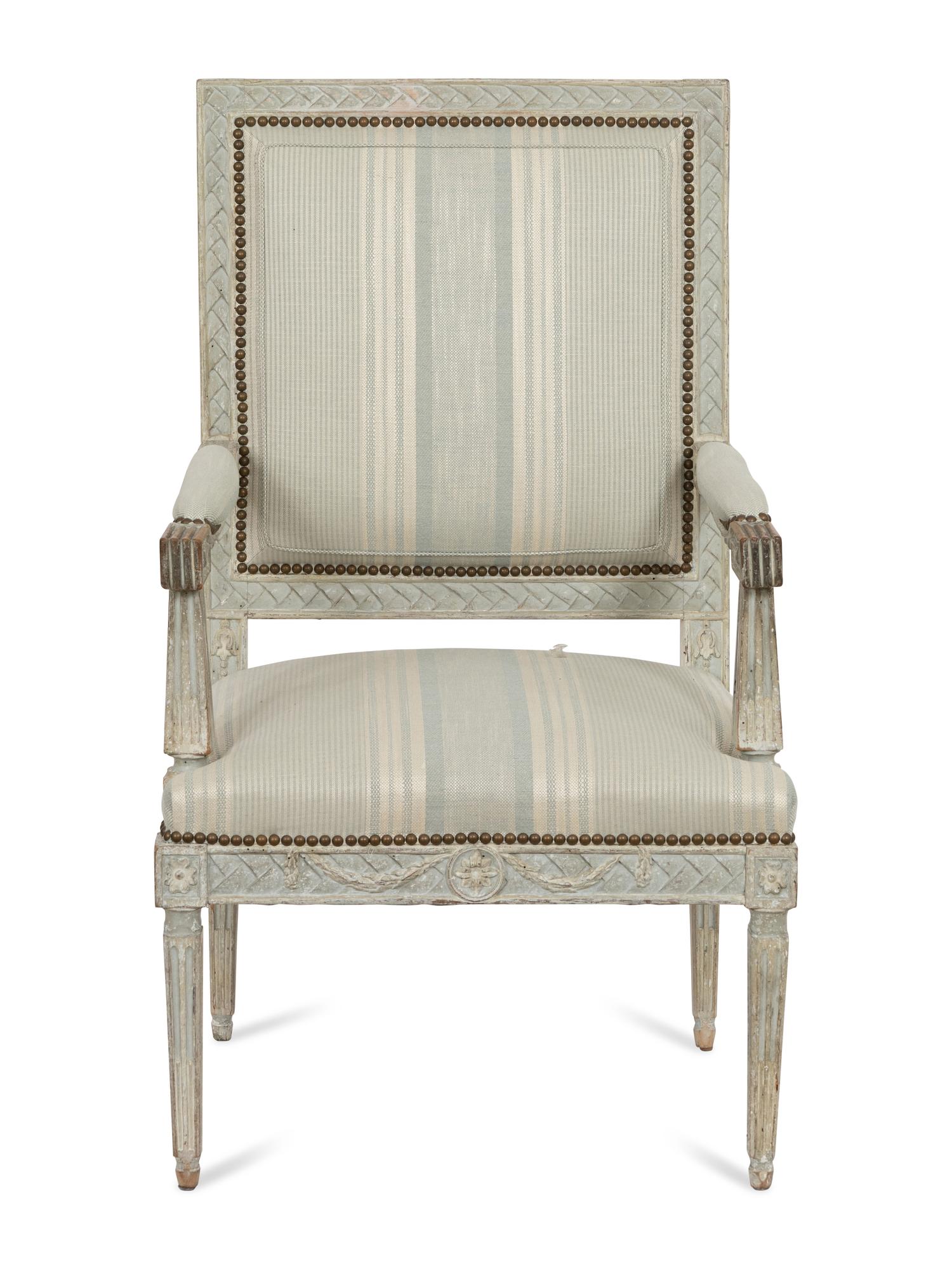 A North European Neoclassical Painted Armchair