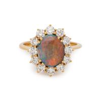 BLACK OPAL AND DIAMOND RING