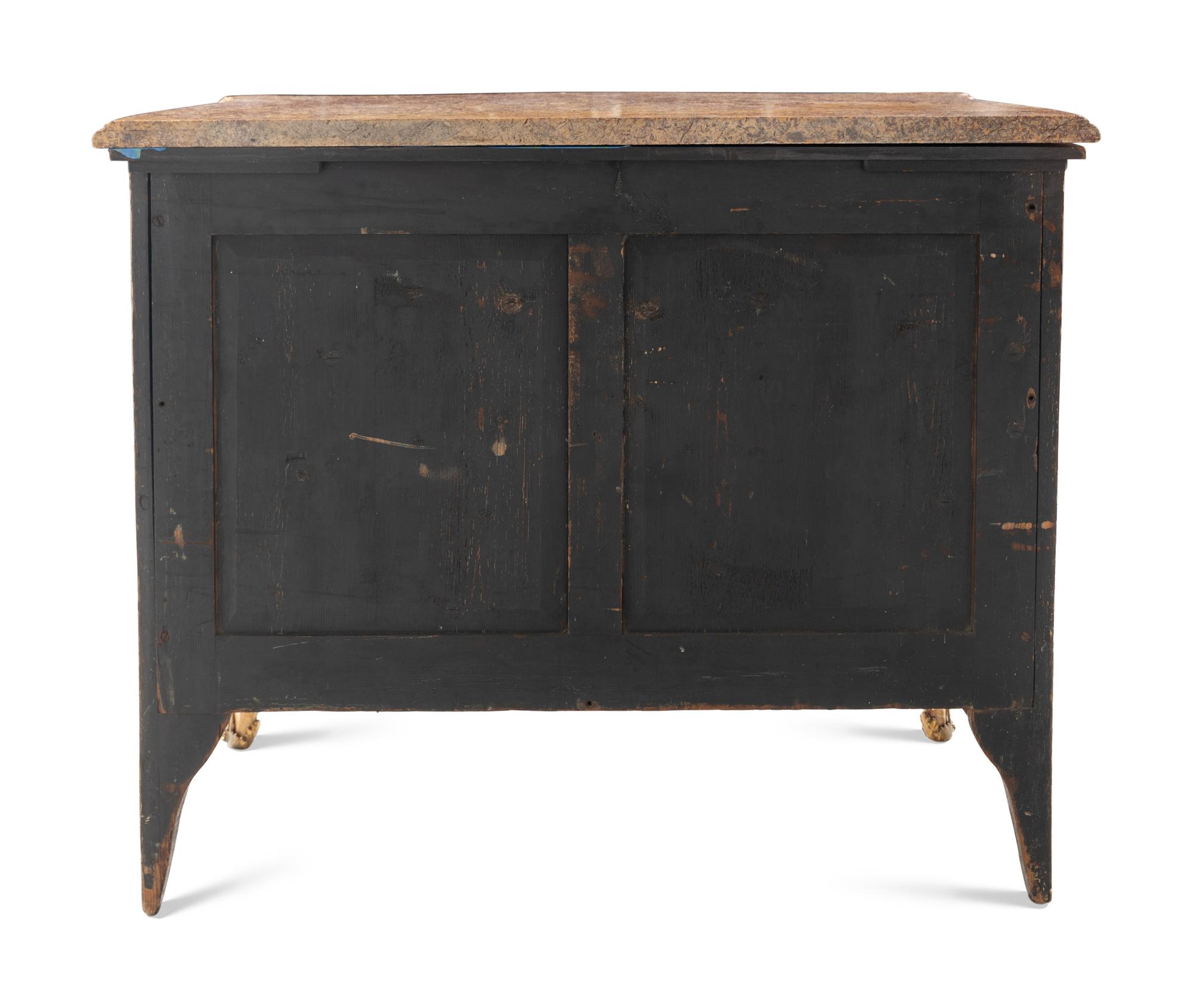 A George III Gilt Bronze Mounted Chinoiserie Painted Marble-Top Commode