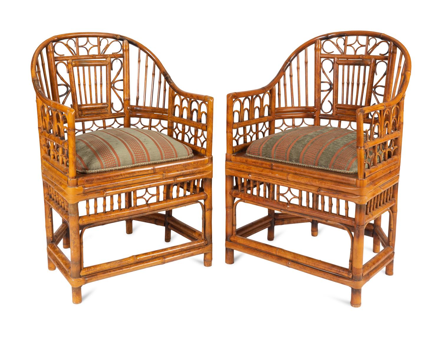 A Pair of Brighton Pavillion Style Bamboo Armchairs — 20TH CENTURY