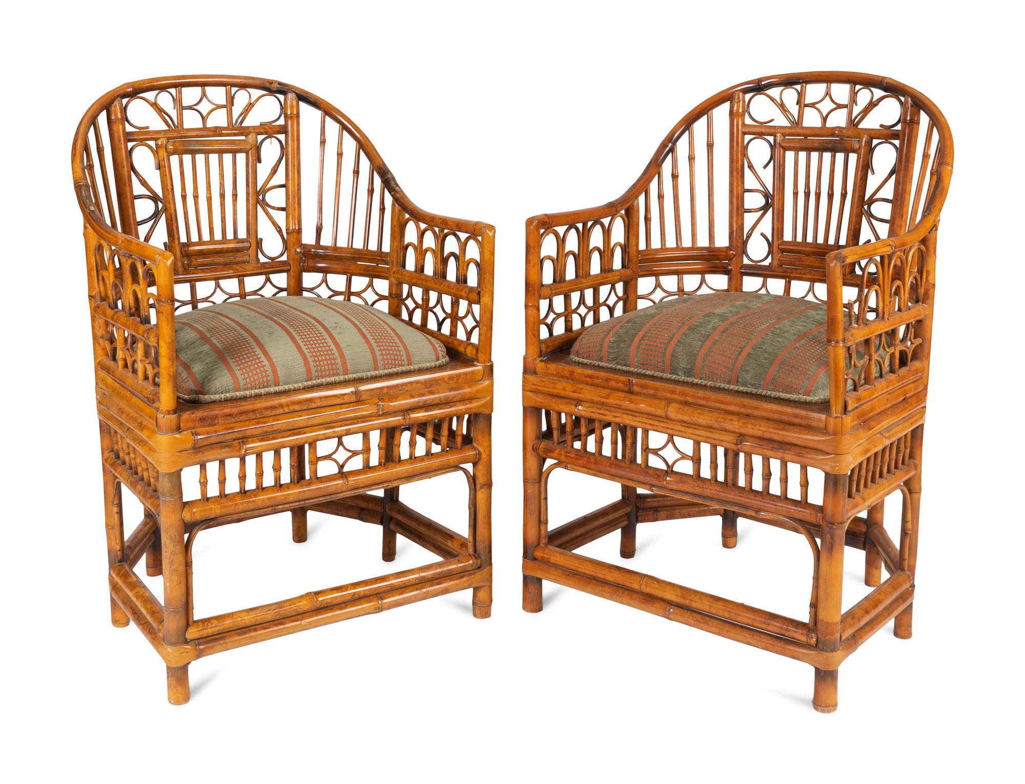 A Pair of Brighton Pavillion Style Bamboo Armchairs — 20TH CENTURY
