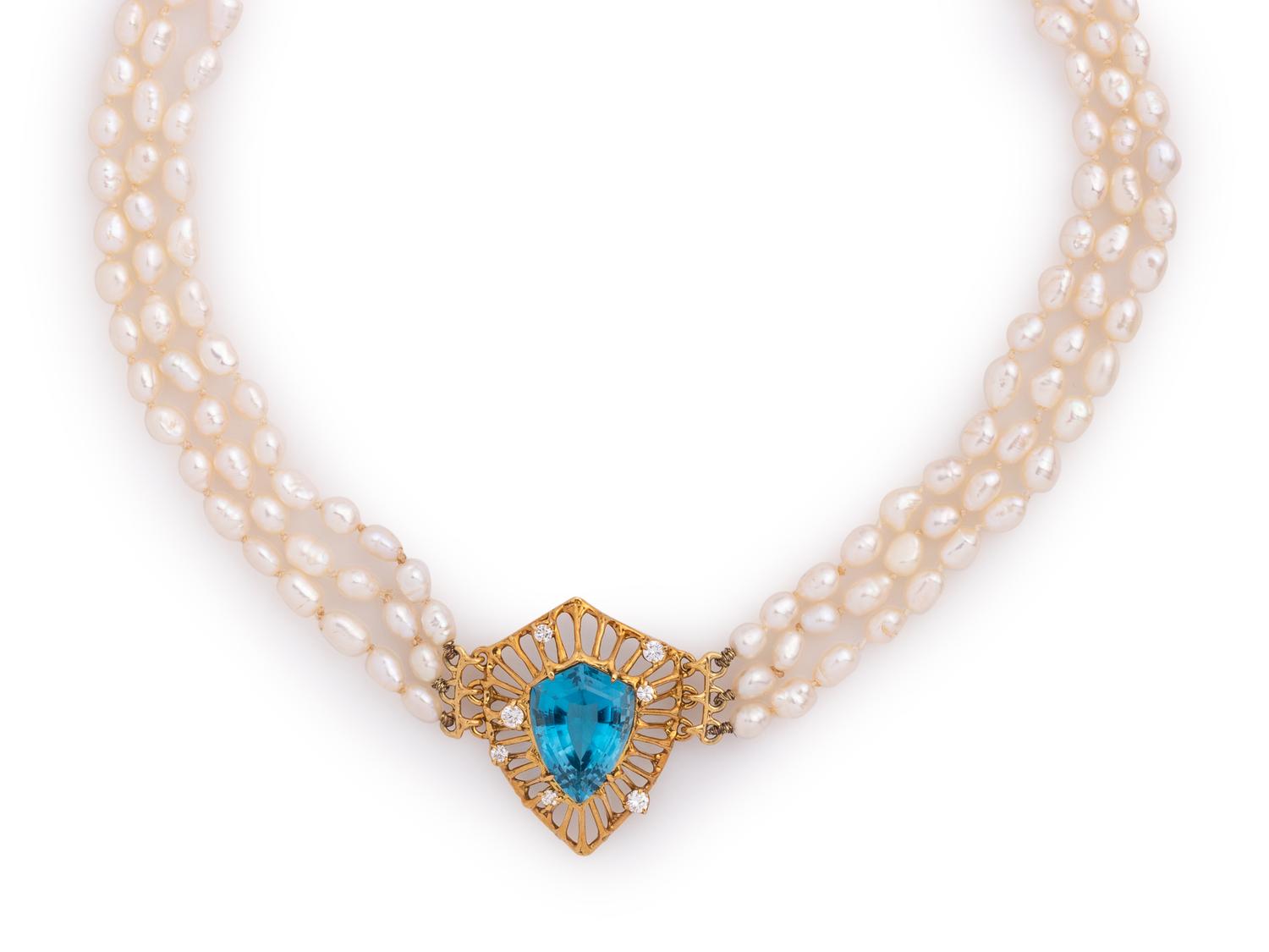 BLUE TOPAZ AND DIAMOND SET