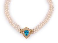 BLUE TOPAZ AND DIAMOND SET