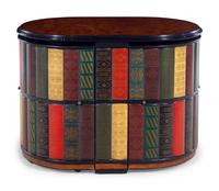 A Design Toscano Nettlestone Library Table and Nested Barrel Chair Set