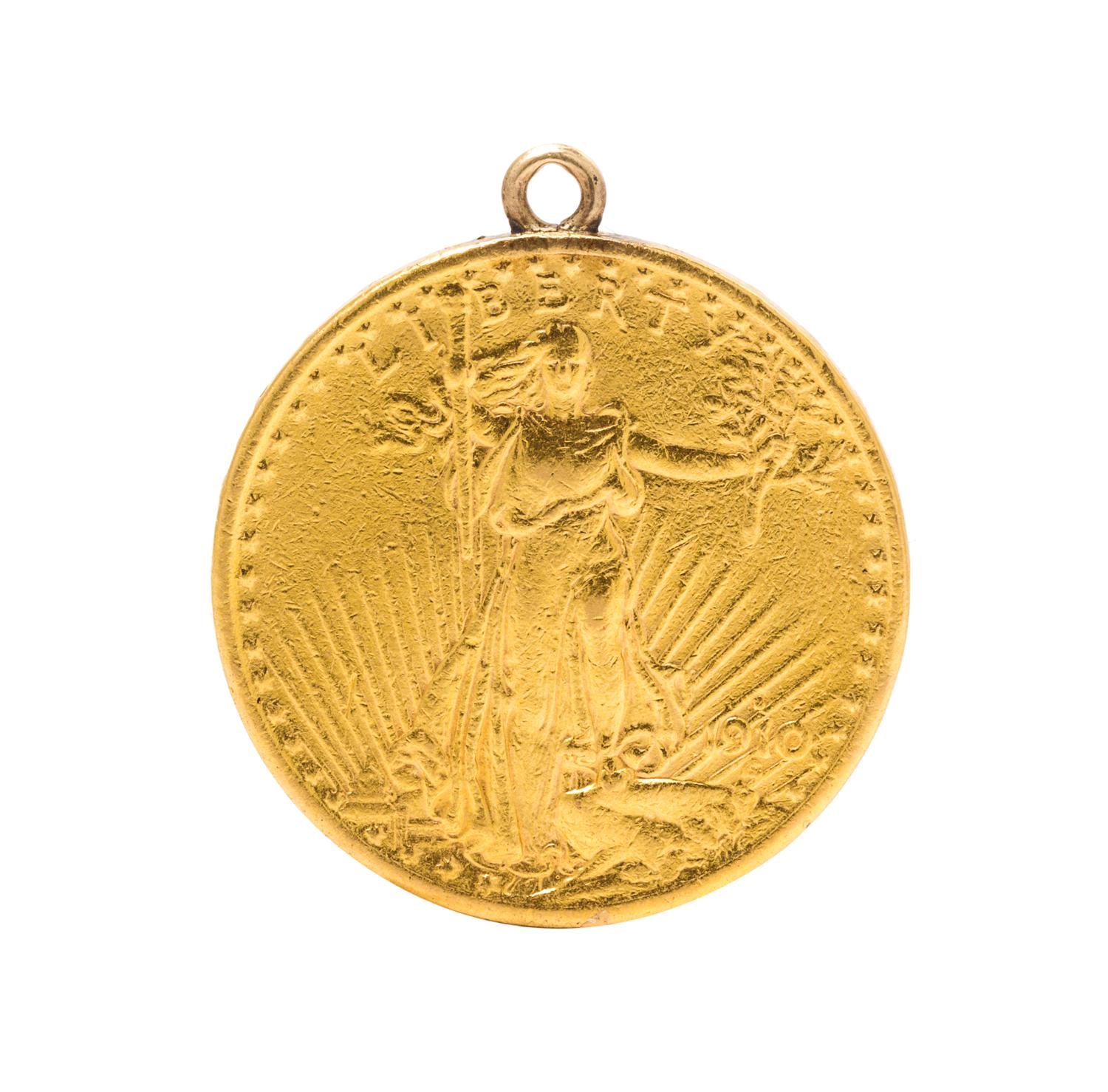 A US $20 St. Gaudens Gold Coin Pendant, 21.60 dwts.