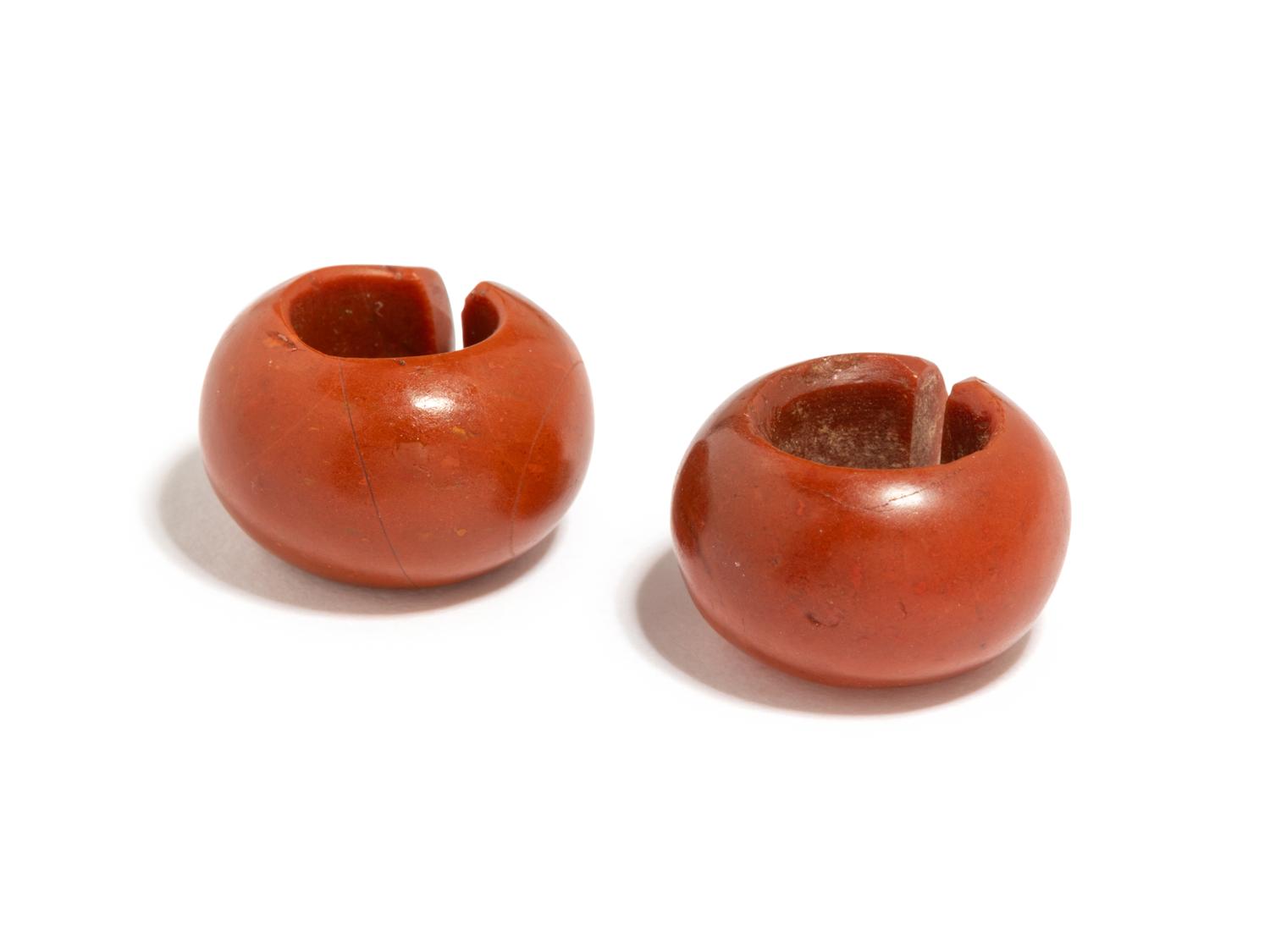 A Pair of Egyptian Red Jasper Hair Rings