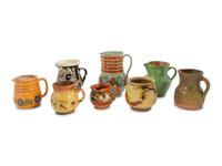 Eight European Pottery Pitchers