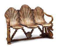 A Venetian Grotto Style Silver Gilt Settee