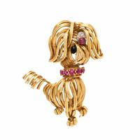 Van Cleef & Arpels, Ruby, Diamond, and Yellow Gold Dog Brooch