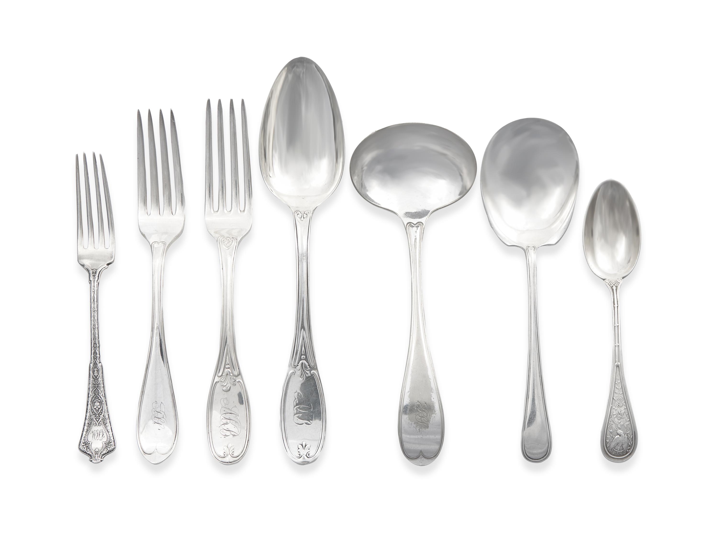 A Group of Silver and Silver-Plate Flatware