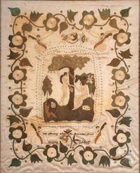 A Silkwork Embroidered Picture of the Temptation of Adam and Eve, Wrought by Mary Tibbitt