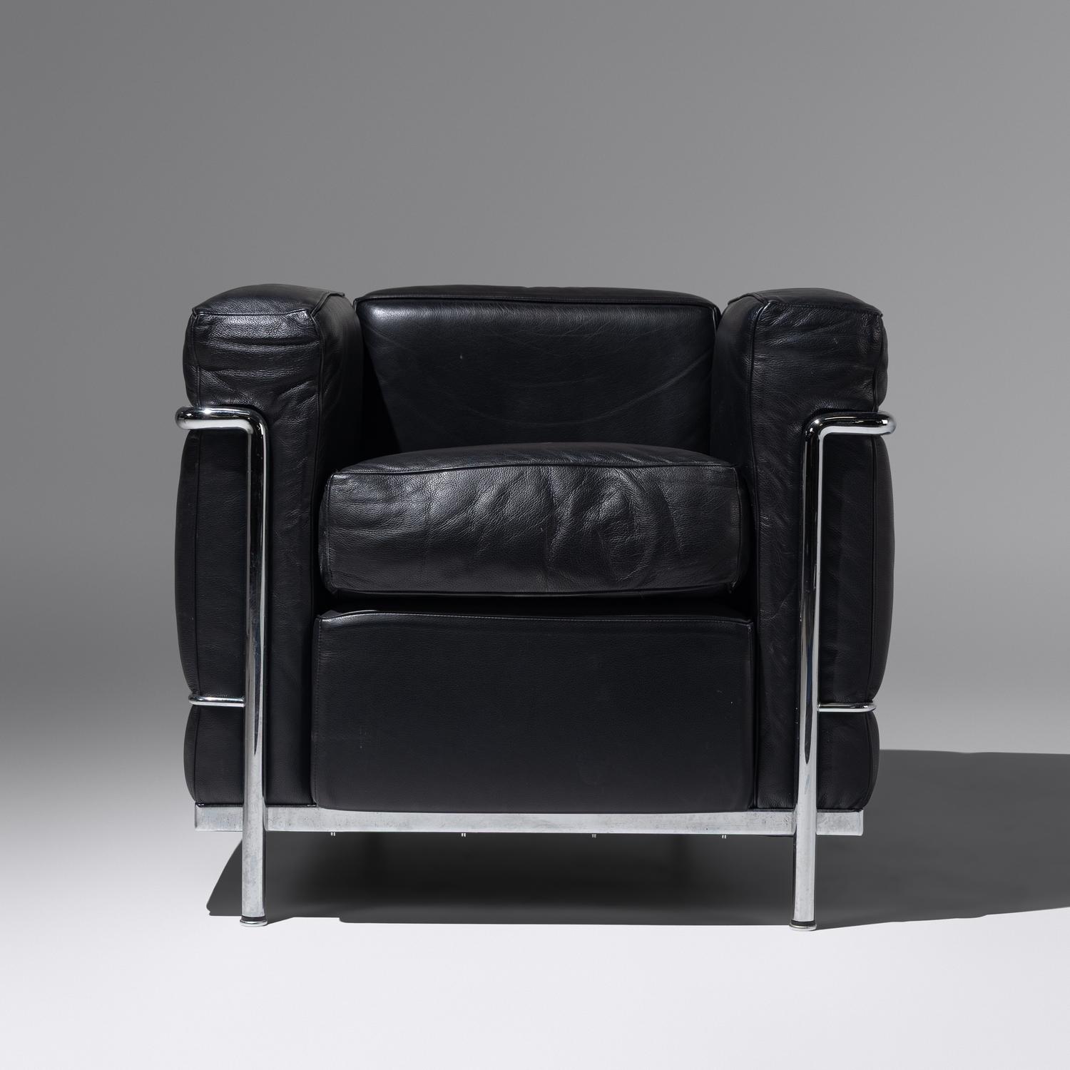 Charlotte Perriand, Pierre Jeanneret and Le Corbusier (French, 1903–1999 | Swiss, 1896-1967 | Swiss-French, 1887–1965) — Pair of LC2 chairs for Cassina