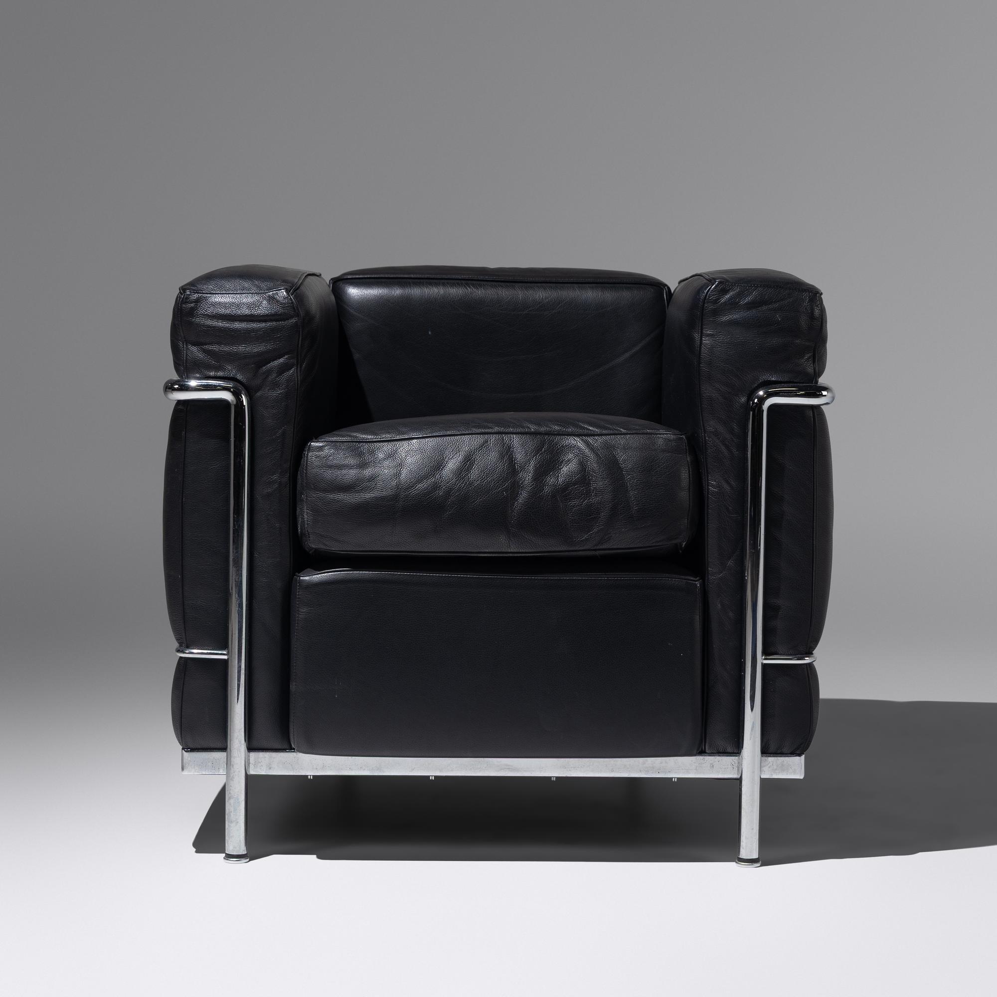 Charlotte Perriand, Pierre Jeanneret and Le Corbusier (French, 1903–1999 | Swiss, 1896-1967 | Swiss-French, 1887–1965) — Pair of LC2 chairs for Cassina