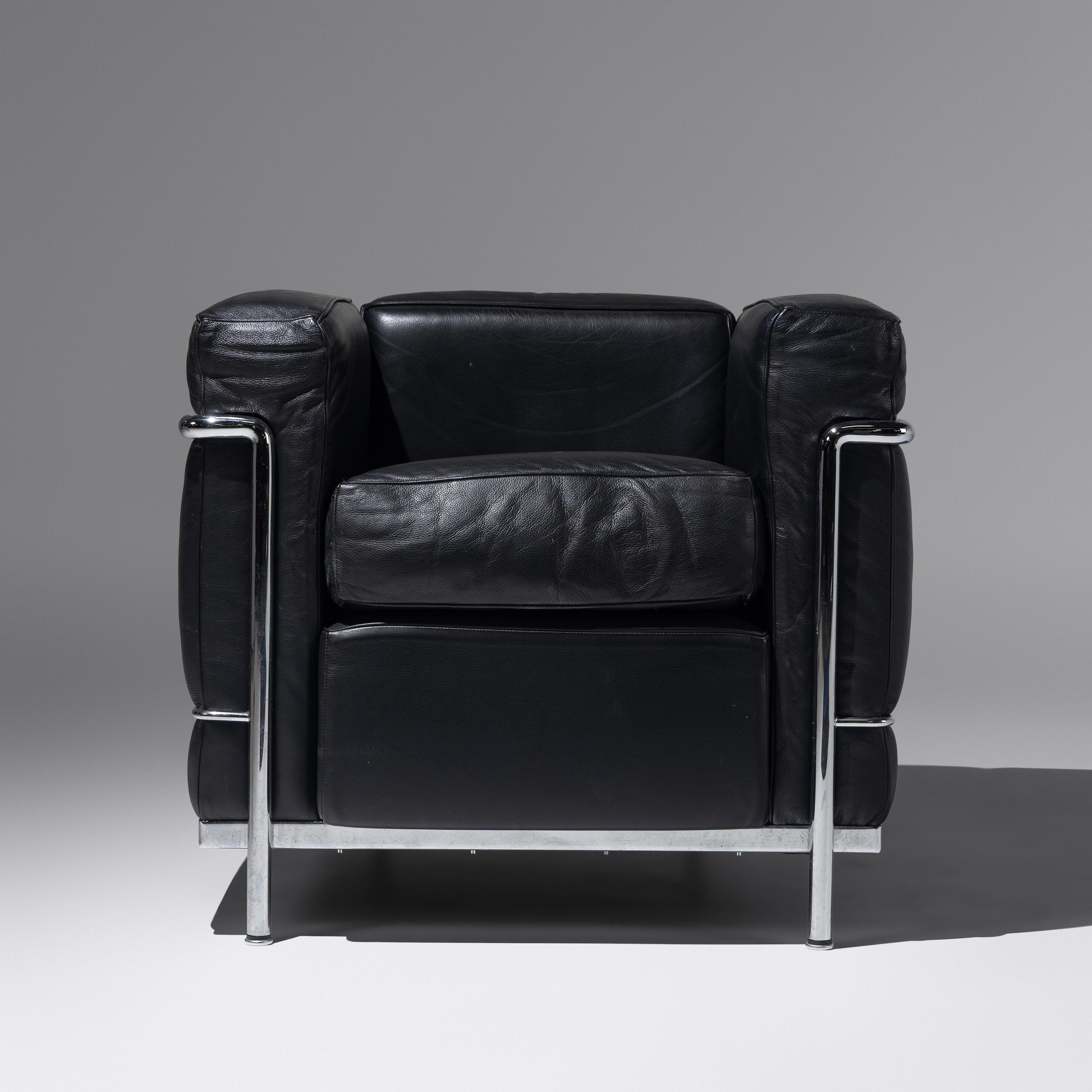 Charlotte Perriand, Pierre Jeanneret and Le Corbusier (French, 1903–1999 | Swiss, 1896-1967 | Swiss-French, 1887–1965) — Pair of LC2 chairs for Cassina