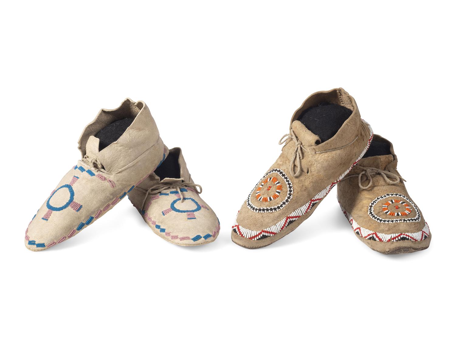 Northern Plains Beaded Hide Moccasins