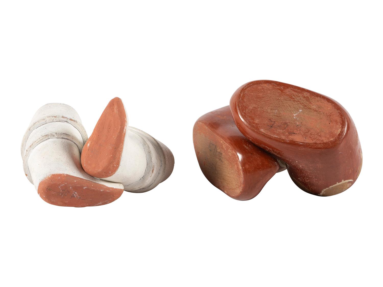Two Pairs of Pottery Moccasins