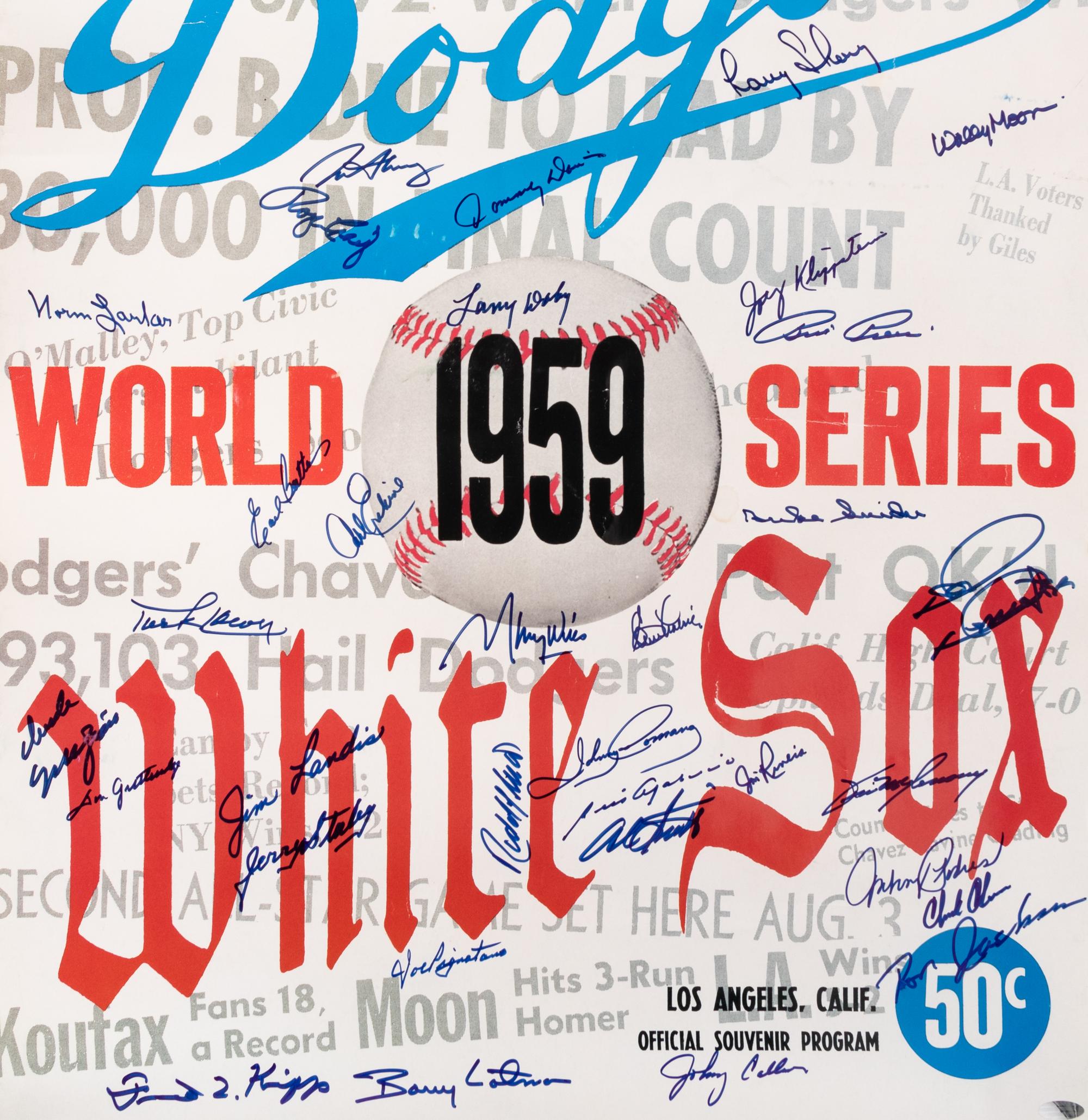 A 1959 World Series Los Angeles Dodgers vs. Chicago White Sox Signed Autograph Poster (Steiner),