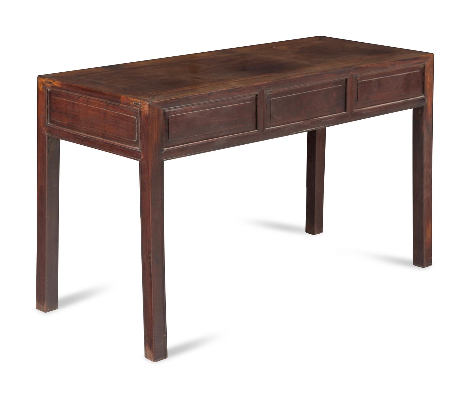 A Chinese Huanghuali Writing Table, Second Half 19th Century 清晚期 黃花梨書桌