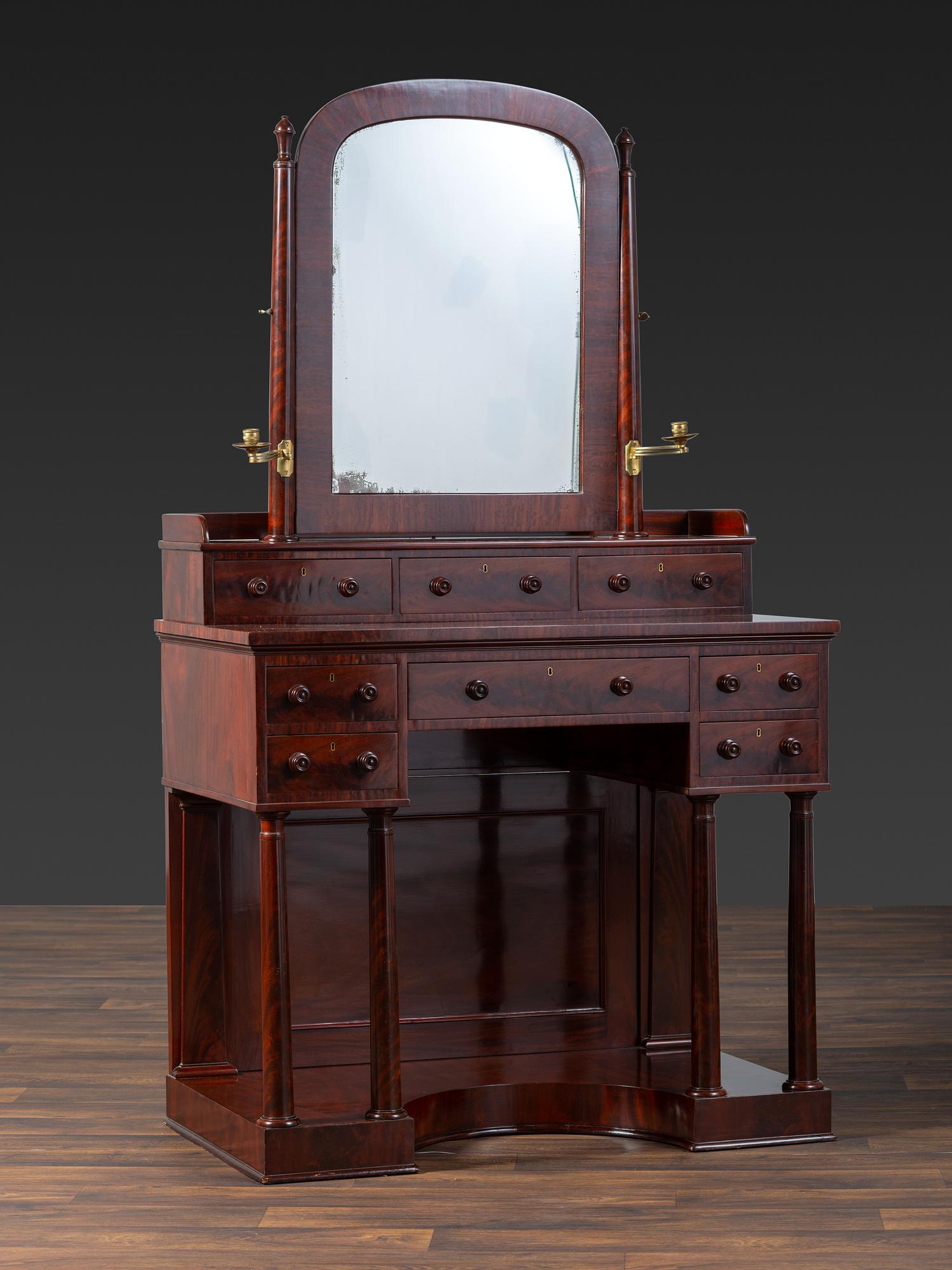 A Classical Brass Mounted Mahogany Gentleman's Dressing Table